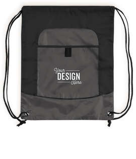 Port Authority Pocket Drawstring Bag - Color: Black / Deep Smoke