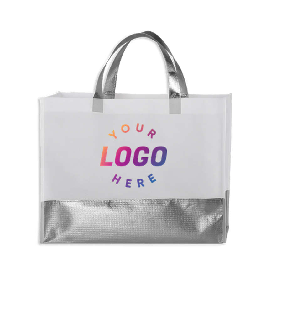 Flair Metallic Accent Non-Woven Tote Bag in Silver