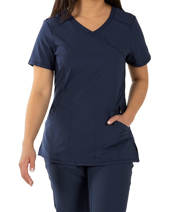 Cherokee Infinity Women's Mock Wrap Scrub Top - Embroidered