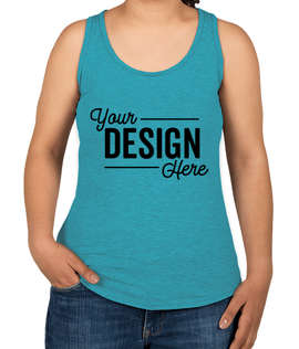 Anvil Women's Tri-Blend Racerback Tank - Color: Heather Caribbean Blue