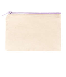 Small Natural Canvas Pouch with Colored Zipper - Color: Natural / Lavender