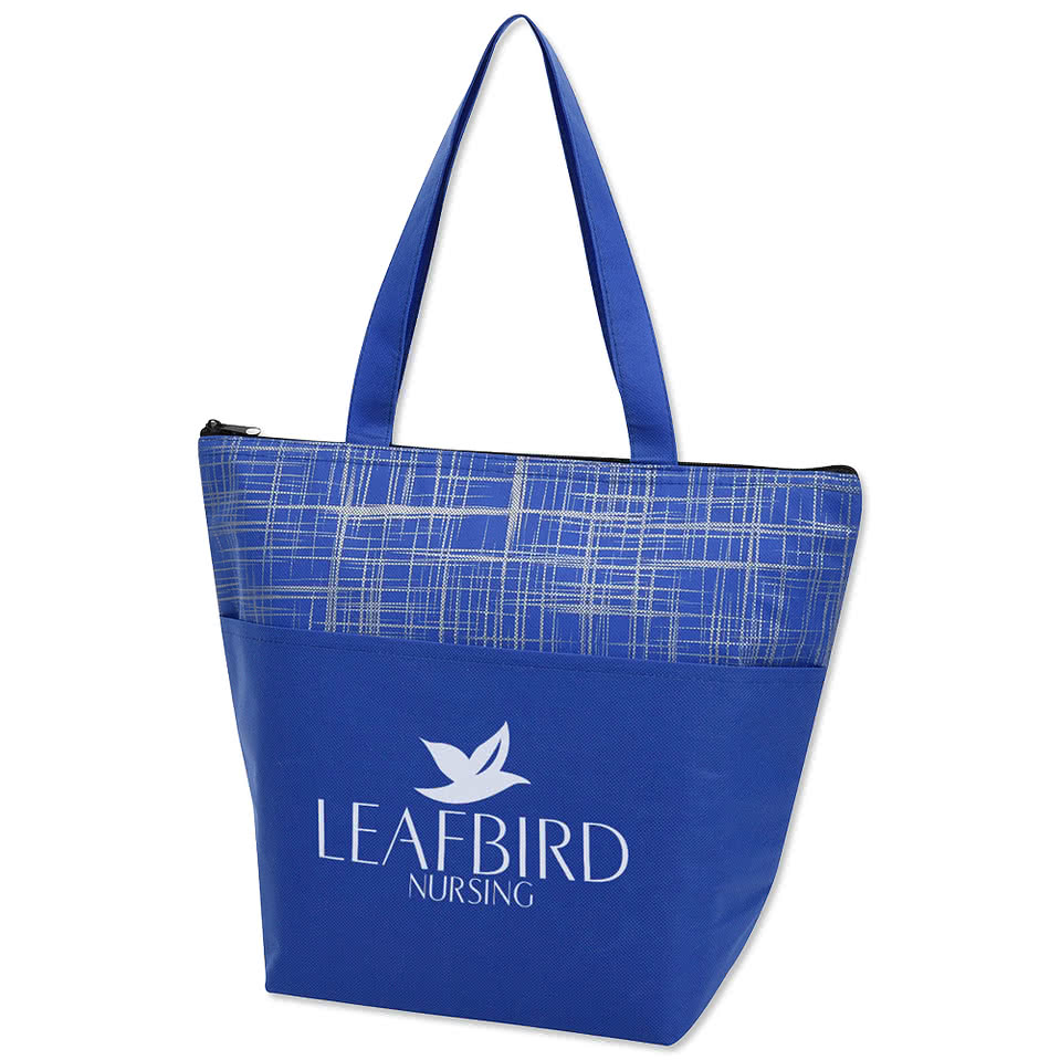 Crosshatch Non-Woven 14 Can Cooler Tote Bag