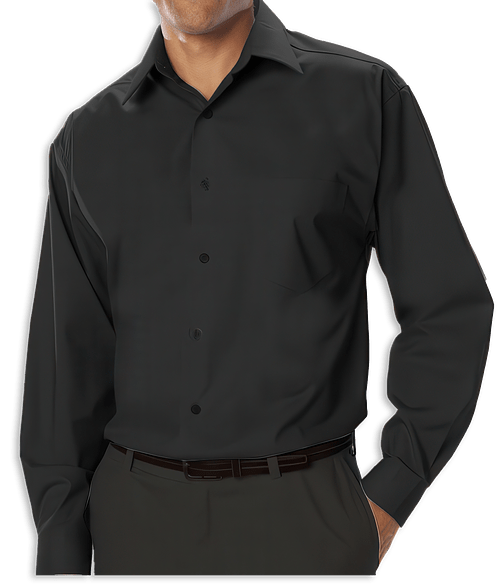 Blue Generation Stretch Poplin Long Sleeve Dress Shirt in Black
