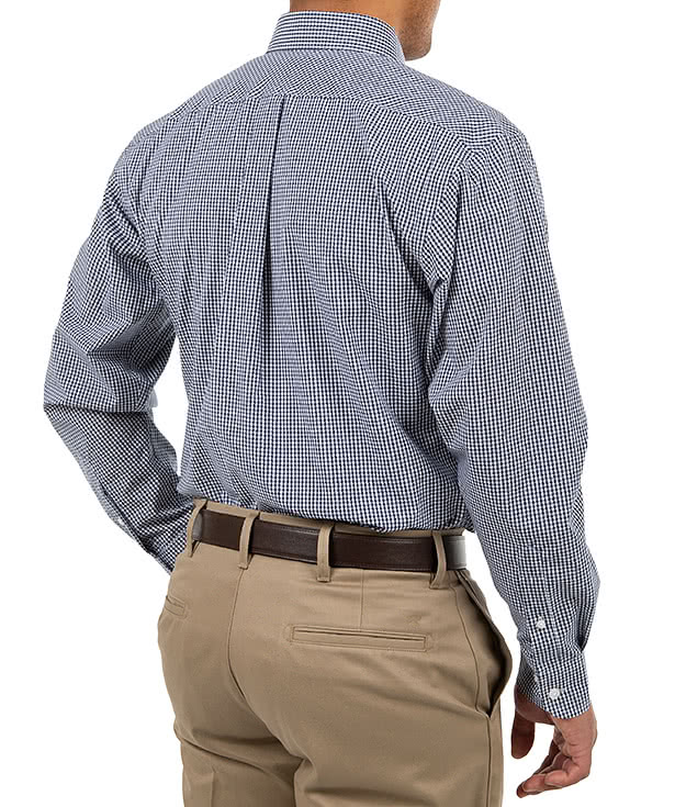 Devon & Jones Crown Collection Gingham Dress Shirt - Embroidered