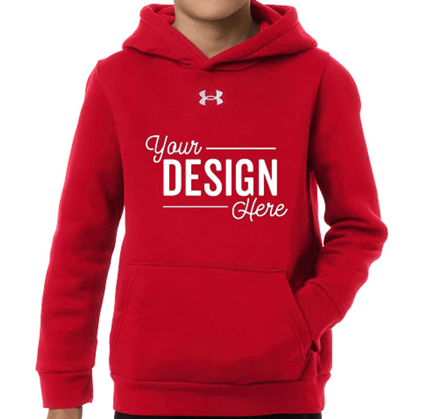 Under Armour Youth Team Icon Fleece Pullover Hoodie in Red / White