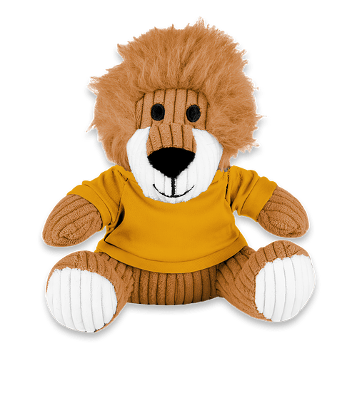 6" Rory Corduroy Lion Plush Animal with T-shirt in Athletic Gold