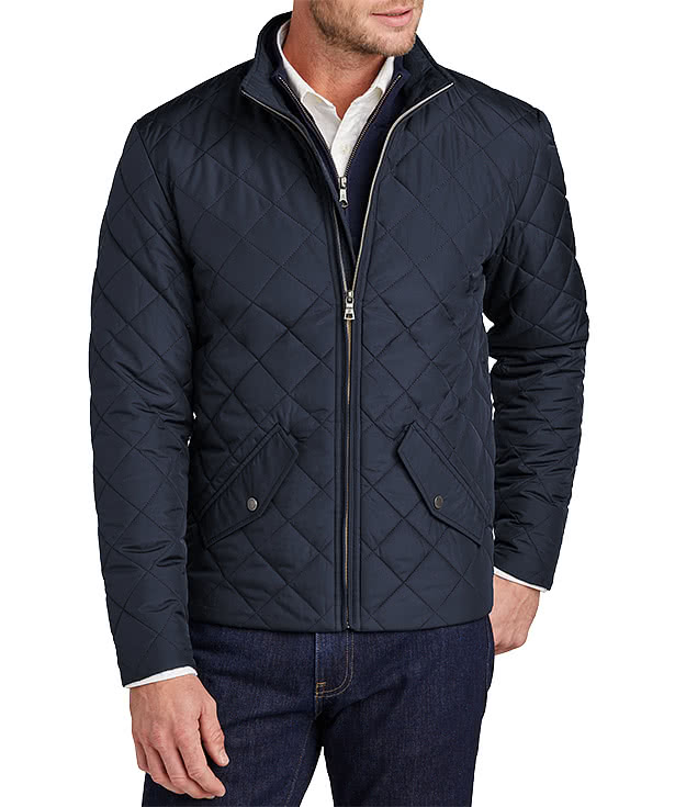 Brooks Brothers Quilted Soft Shell Jacket - Faux Leather Patch