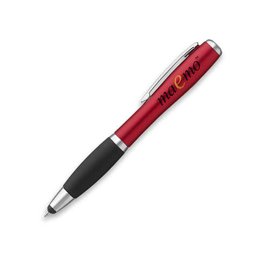 Curvaceous Stylus Ballpoint With Light in Silver