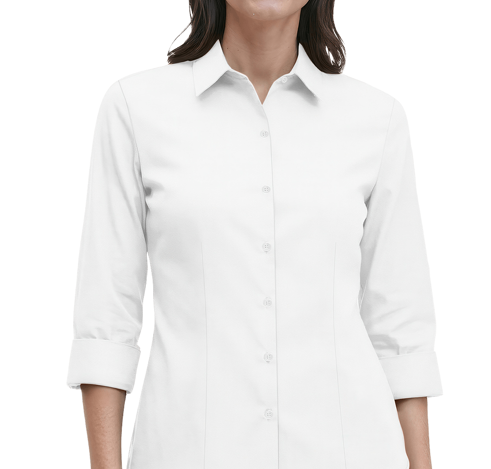 Blue Generation Women’s Fine Line Twill 3/4 Sleeve Shirt-default