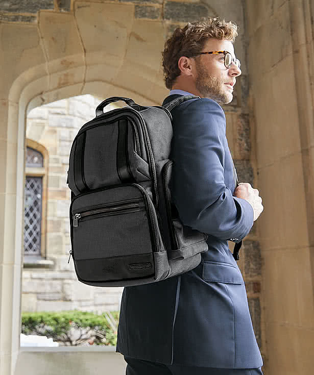 Brooks Brothers Grant Leather Trim 16" Computer Backpack