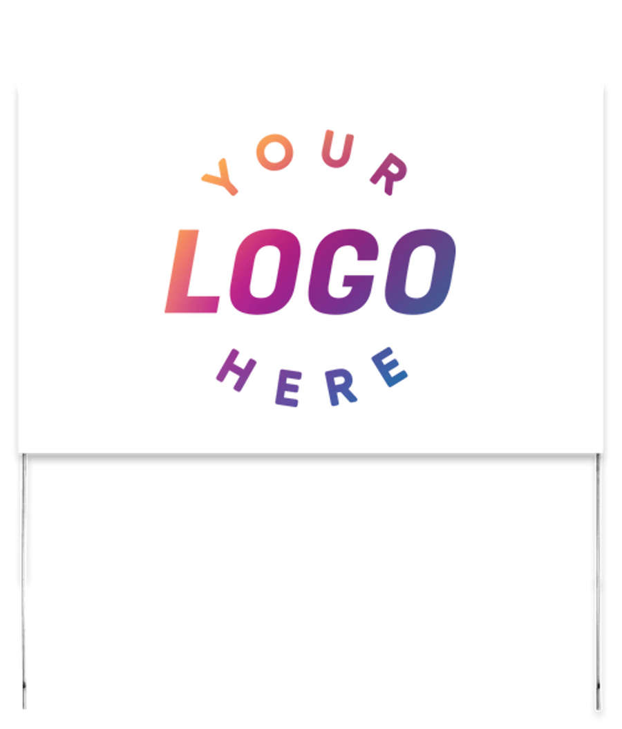 Full Color 22" x 14" Poster Yard Sign with Metal Frame in White