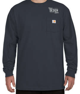 Carhartt Workwear Crewneck Long Sleeve Pocket T-shirt - Embroidered - Color: Navy