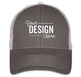 Mega Cap Contrast Stitch Trucker Hat - Color: Dark Grey / Grey
