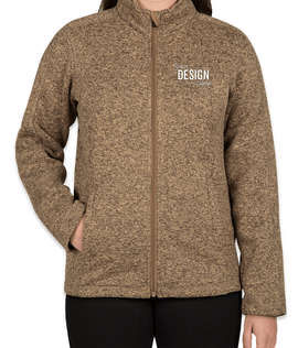 Devon & Jones Women's Full Zip Sweater Fleece Jacket - Color: Khaki Heather
