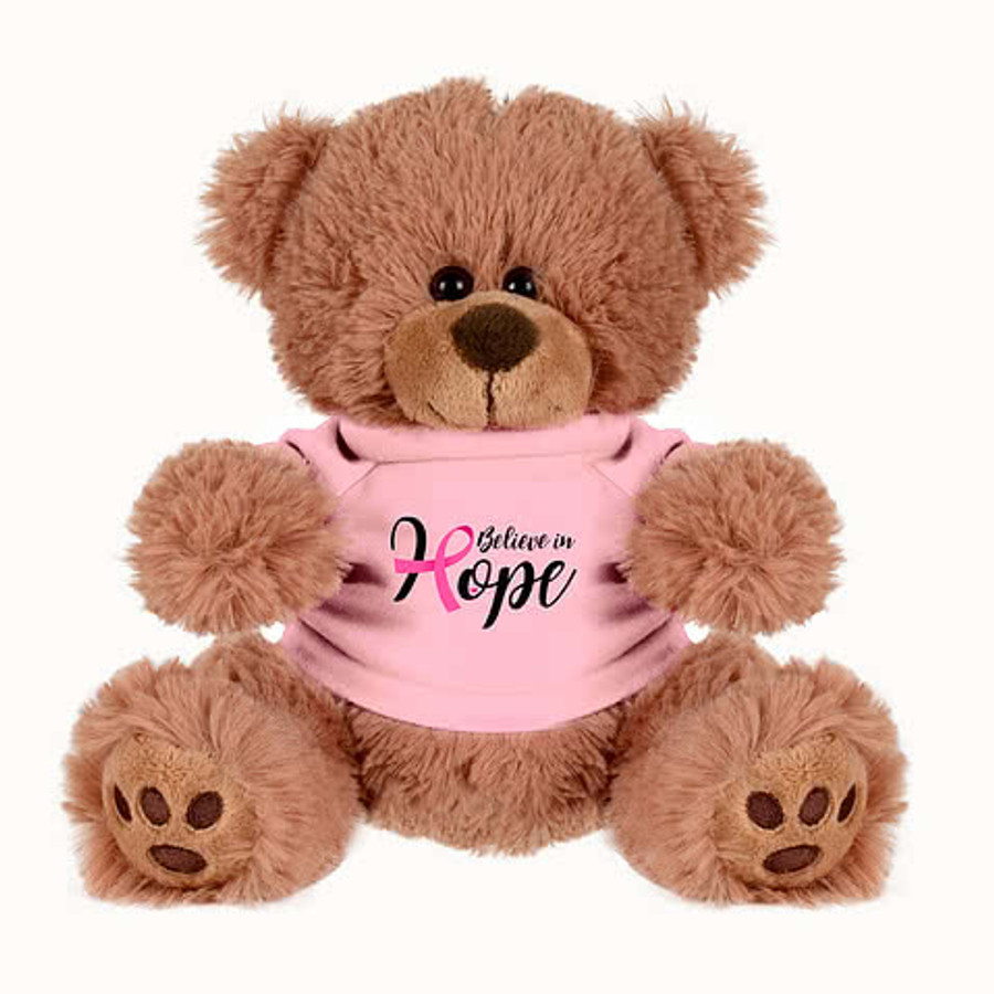 Plush Bear w/ Embroidered Paws and T-Shirt in White w/White Shirt