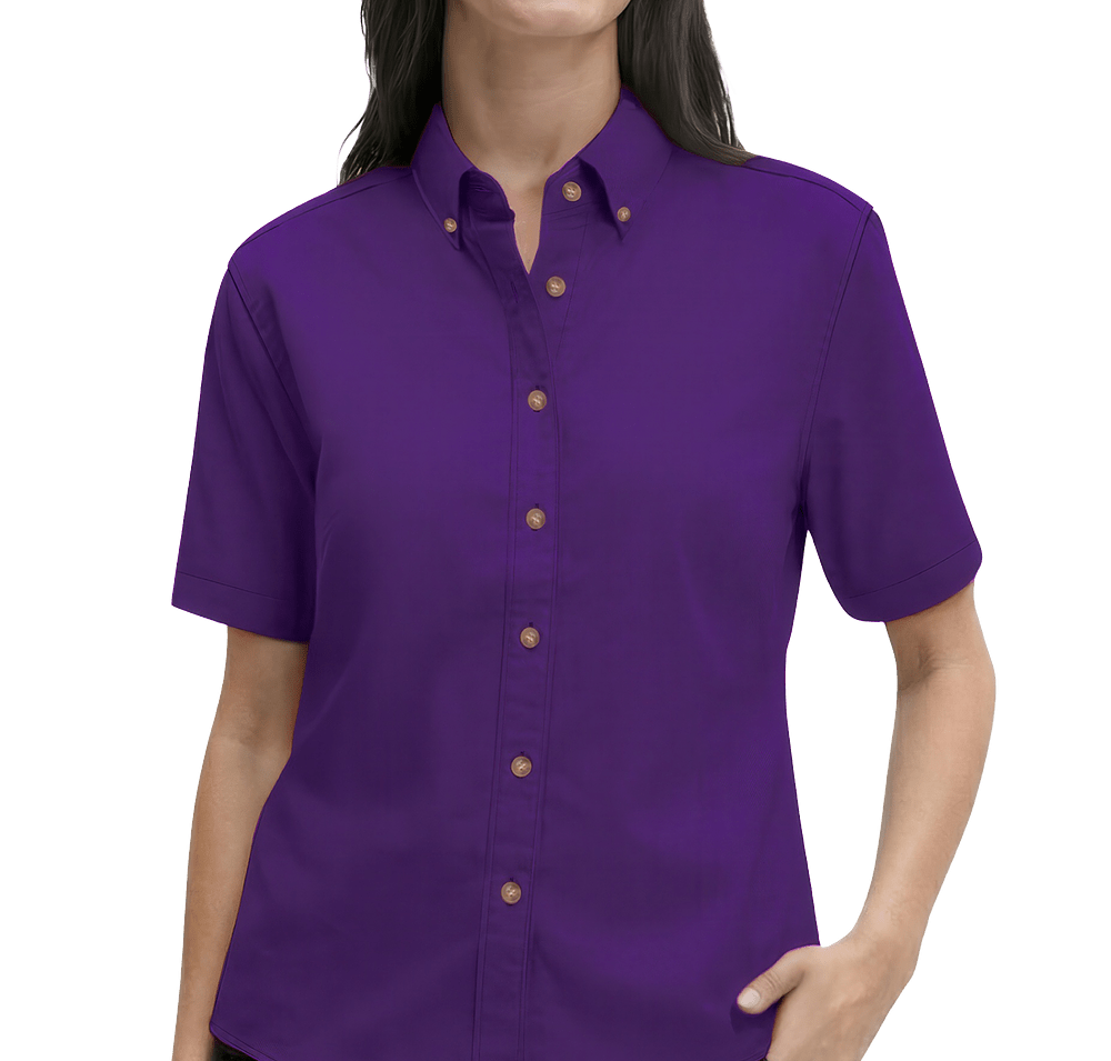 Blue Generation Women’s 100% Cotton Twill Short Sleeve Shirt - Embroidered-default