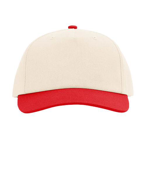 Richardson Relaxed Gramps Snapback Baseball Hat in Cream / Red