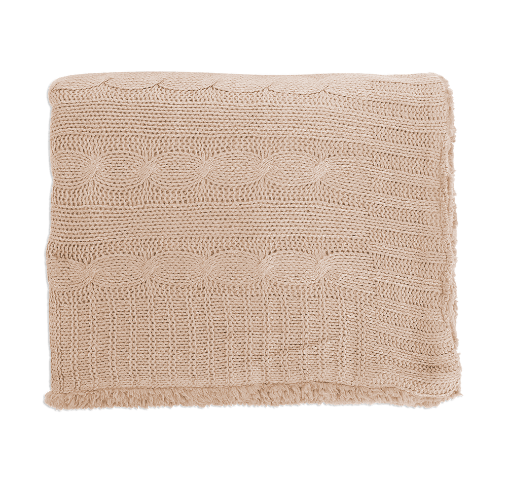 Cable Knit Sherpa Blanket-default