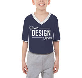 Augusta Youth Cutter+ UPF 50 V-Neck Jersey - Color: Navy / White