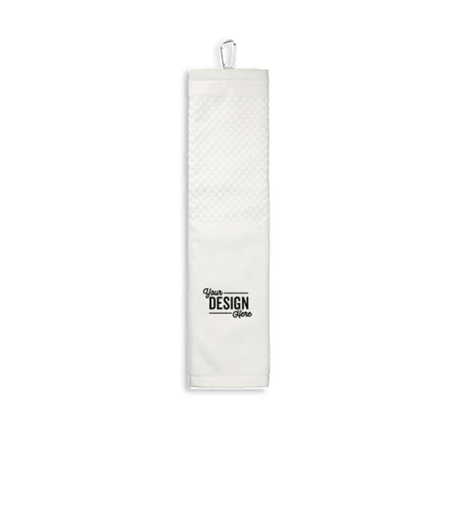 Tri-Fold Cotton Scrubber Golf Towel in White