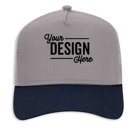 Otto Cap Five-Panel Trucker Hat - Embroidered - Color: Navy / Gray