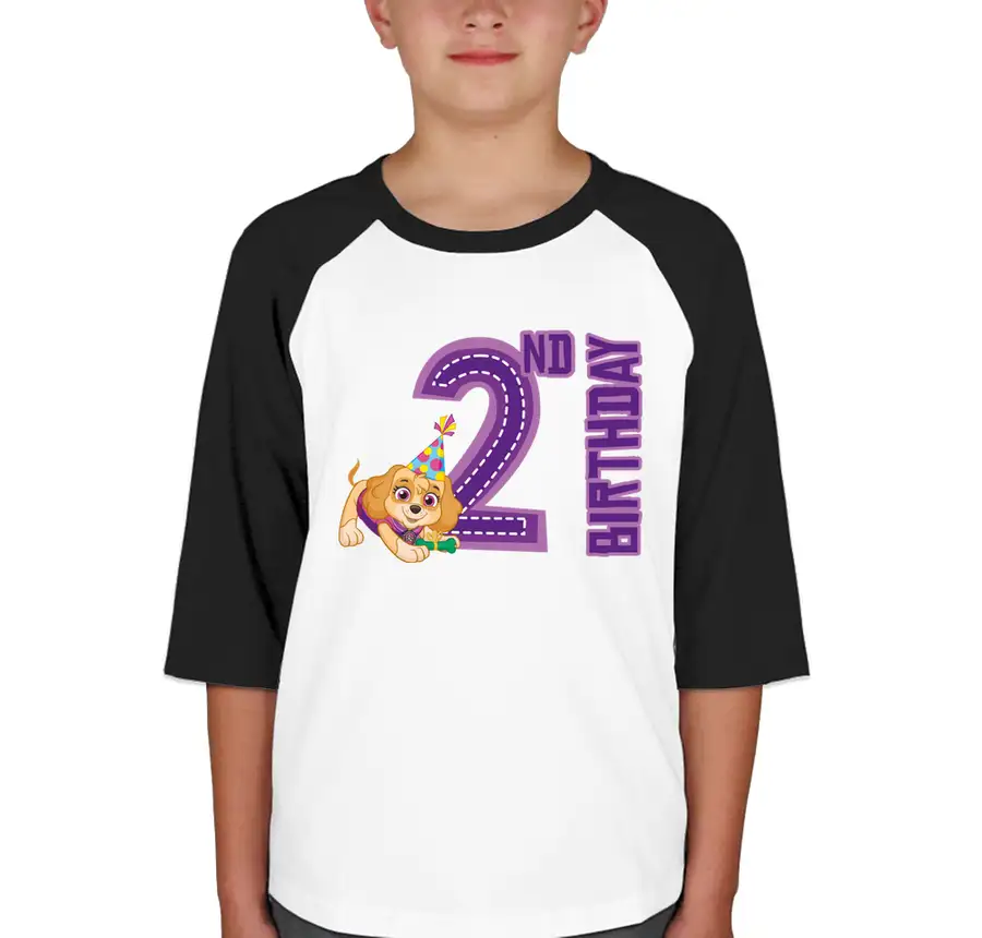 Paw Patrol - Birthday Skye - 2nd Birthday - Sport-Tek Youth Raglan T-shirt