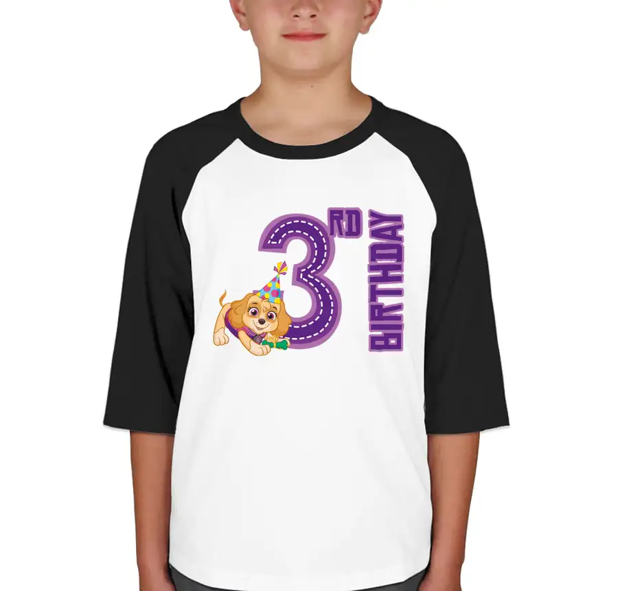 Paw Patrol - Birthday Skye - 3rd Birthday - Sport-Tek Youth Raglan T-shirt