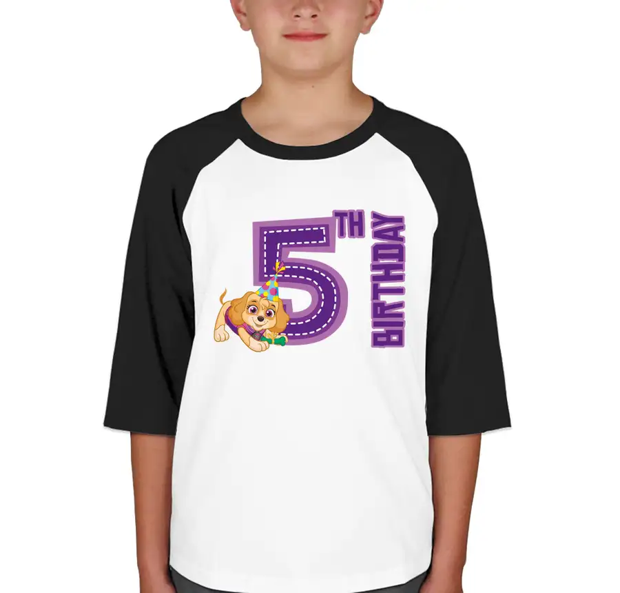 Paw Patrol - Birthday Skye - 5th Birthday - Sport-Tek Youth Raglan T-shirt