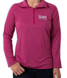 Under Armour Women's Tech Stripe Quarter Zip Performance Shirt - Color: Tropic Pink