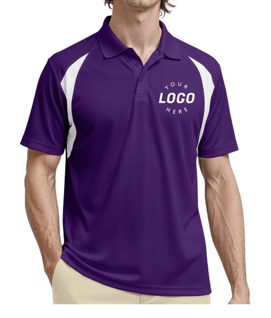 Blue Generation BLU-X-DRI Raglan Performance Polo in Purple / White