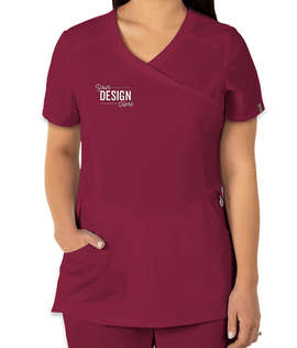 Cherokee Infinity Women's Mock Wrap Scrub Top - Color: Wine