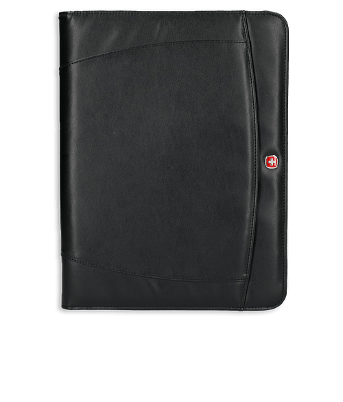 Debossed Wenger Recycled Zippered Padfolio in Black