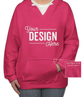 J. America Women's V-Neck Pullover Hoodie - Color: Wildberry