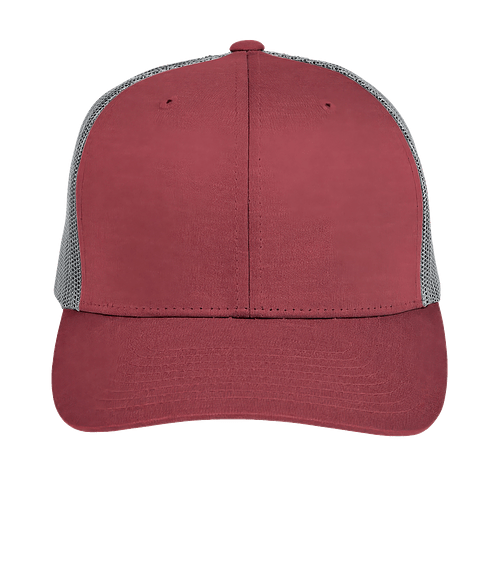 Team 365 Zone Sonic Heather Snapback Trucker Hat in Sport Maroon Heather/Sport Graphite