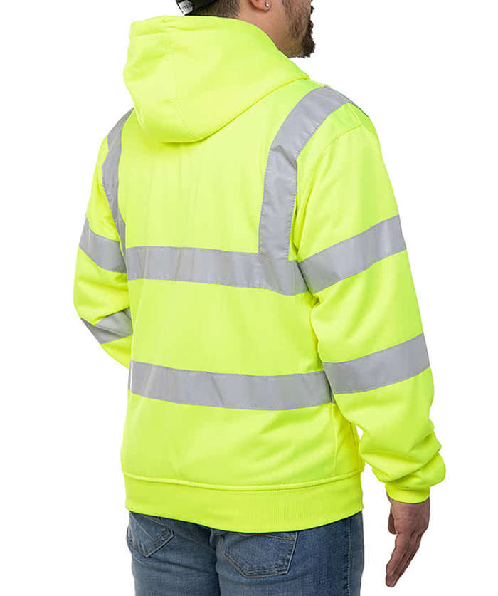 Berne Hi-Vis Class 3 Lined Full-Zip Hooded Sweatshirt
