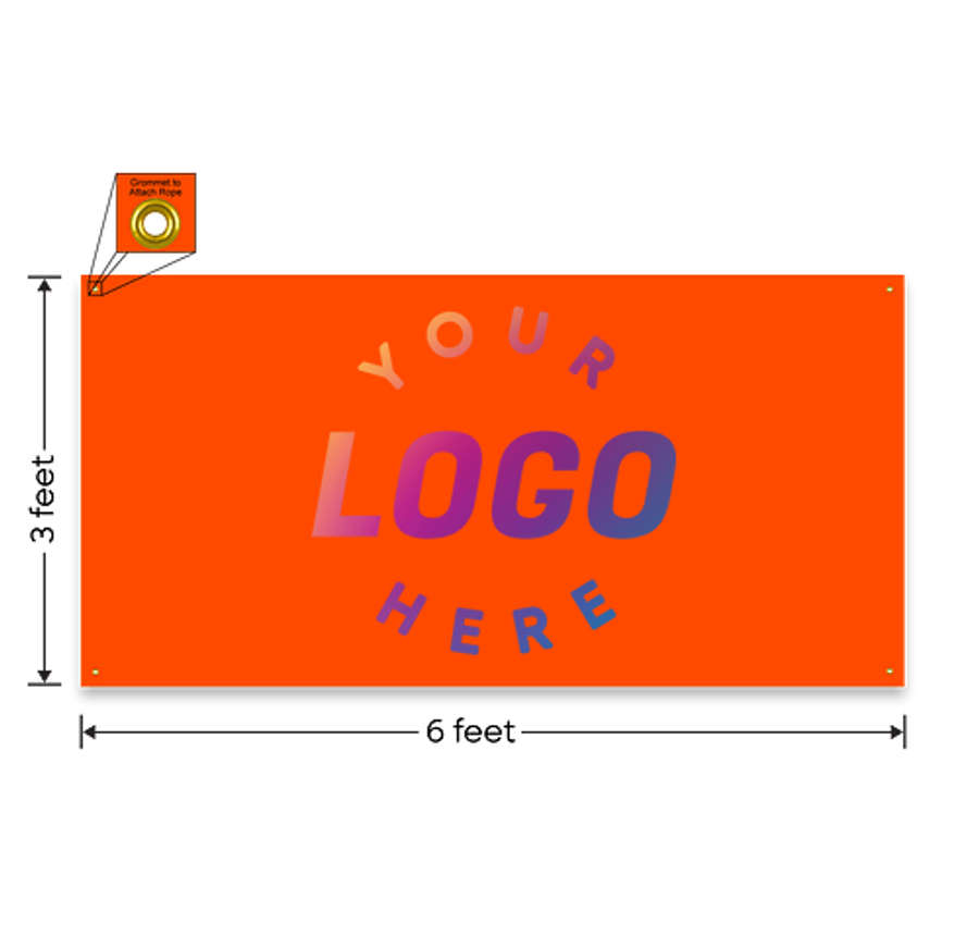 Full Color 6' x 3' Polyester Banner in Orange