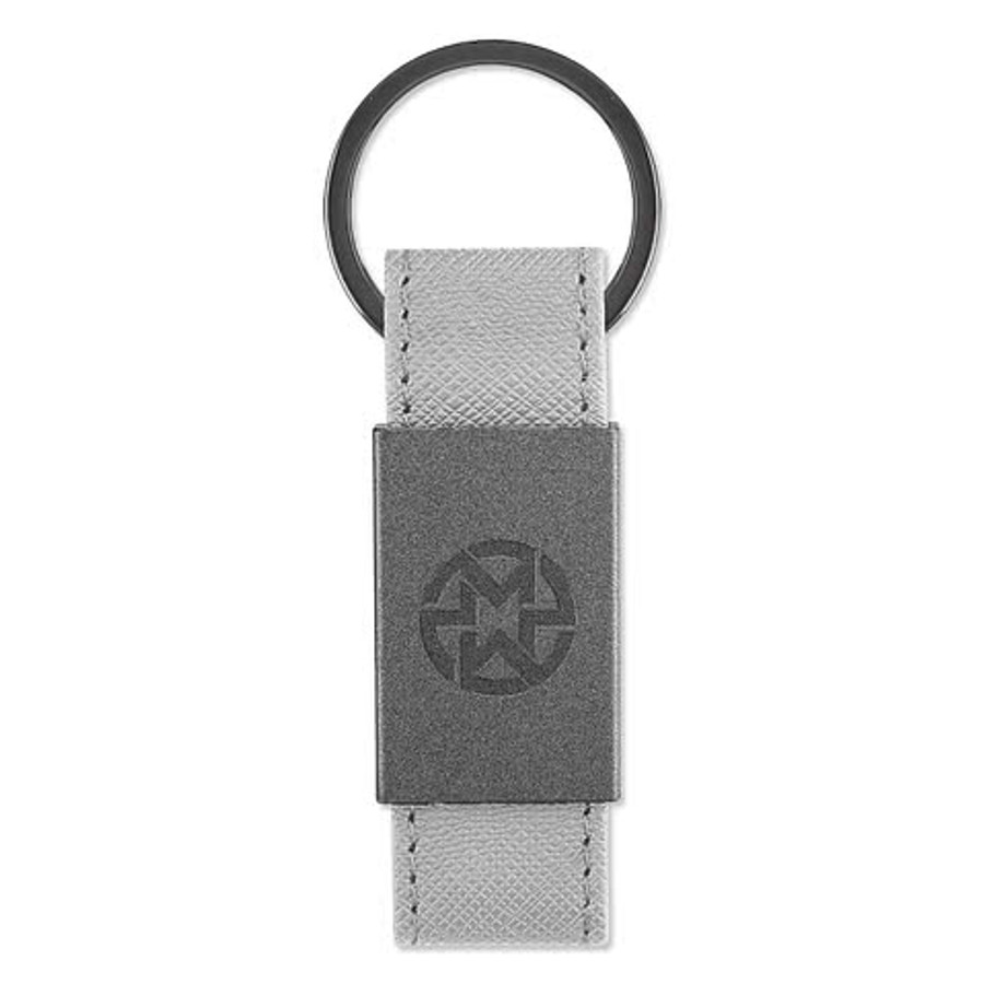 Laser Engraved Paxton Leatherette Keychain in Gray