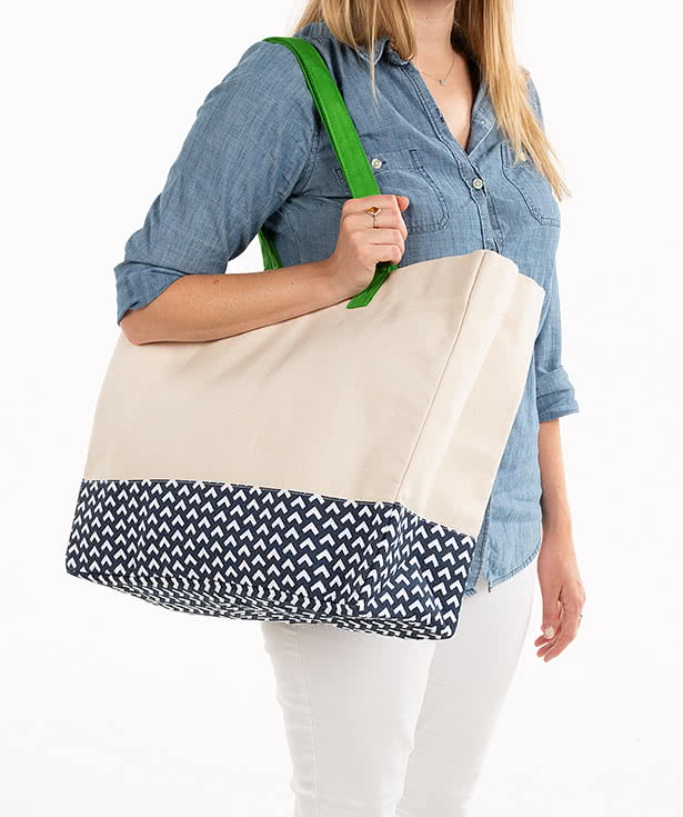 Large Gusseted Patterned Bottom Tote