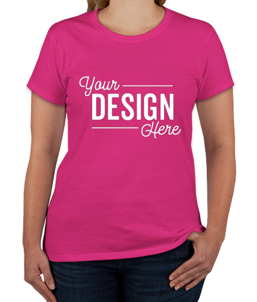 Gildan Women's 100% Cotton T-shirt in Heliconia