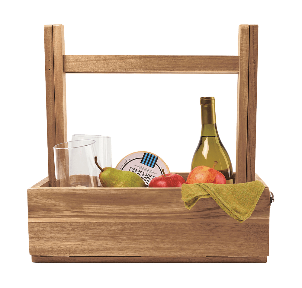 Laser Engraved La Cuisine Wood Picnic Table & Basket-default