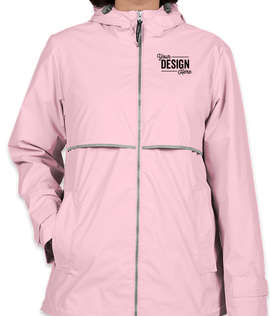 Charles River Women's New Englander Hooded Rain Jacket - Color: Pink / Reflective