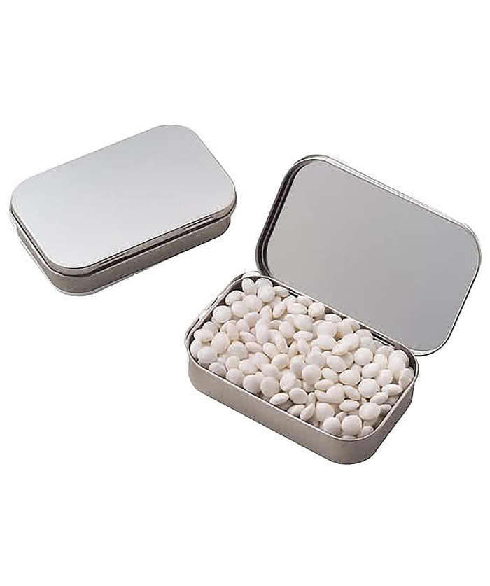 Full Color White Mints Large Hinged Tin
