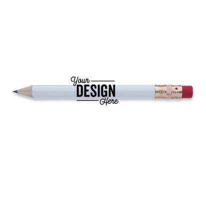 Round Wood Golf Pencil with Eraser - White