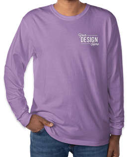 Comfort Colors 100% Cotton Long Sleeve T-Shirt - Embroidered - Color: Violet