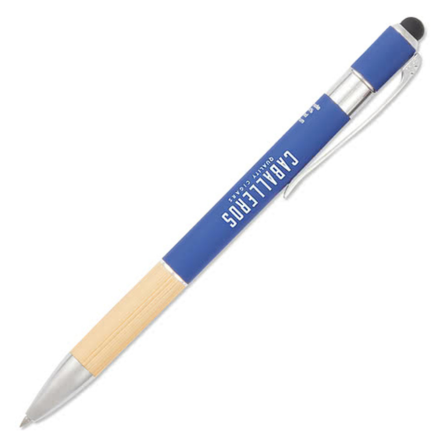 Full Color Recycled Aluminum and Bamboo Ballpoint Stylus Pen (blue ink) in Red