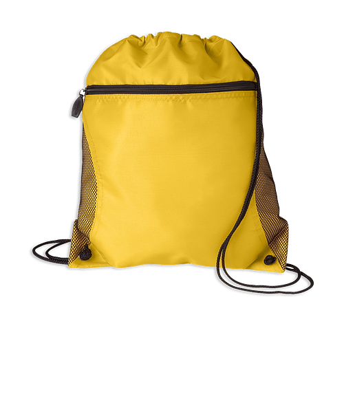 Full Color Lightweight Zippered Drawstring Bag in Athletic Gold