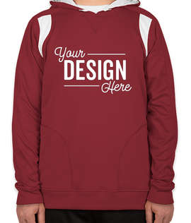 Team 365 Contrast Performance Pullover Hoodie - Color: Sport Maroon / White