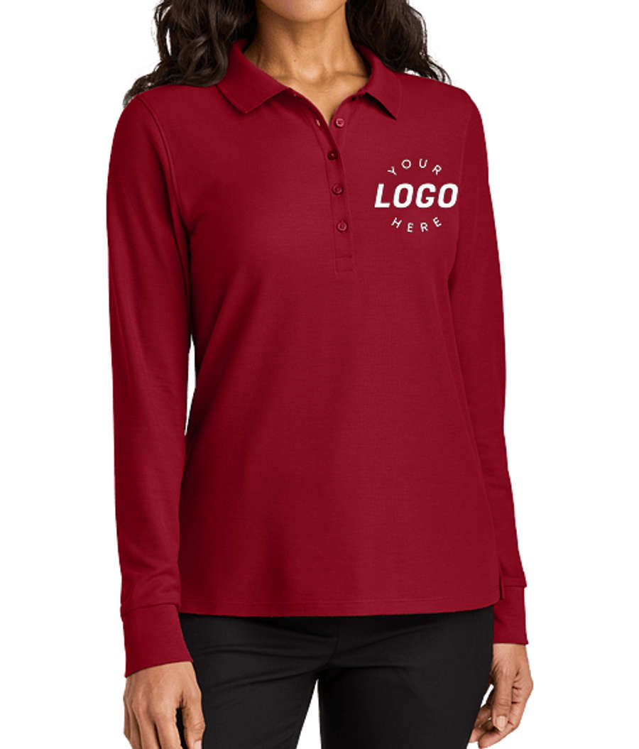 Port Authority Women's Wearever UV Long Sleeve Performance Pique Polo in Rich Red