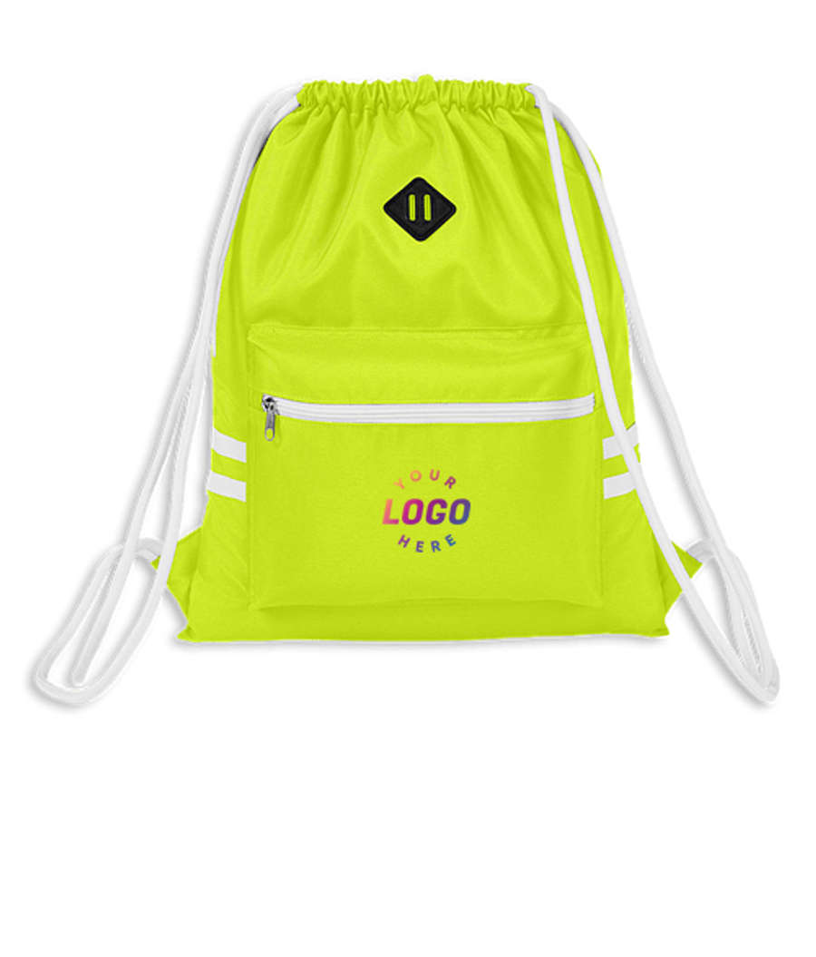 Full Color Team 365 Zone Pocket Drawstring Bag in Safety Yellow