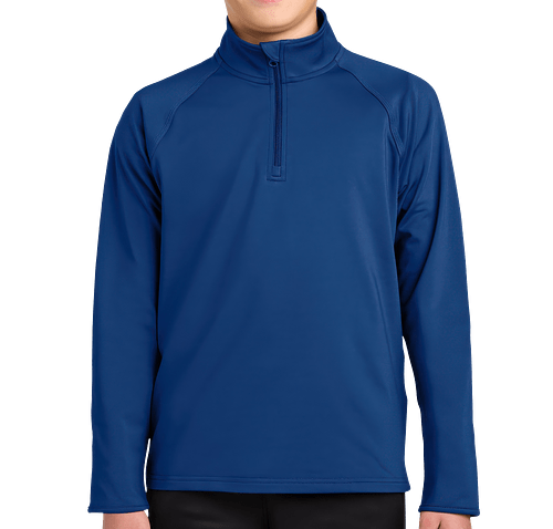 Sport-Tek Youth Sport-Wick Stretch Quarter Zip Performance Shirt in True Royal